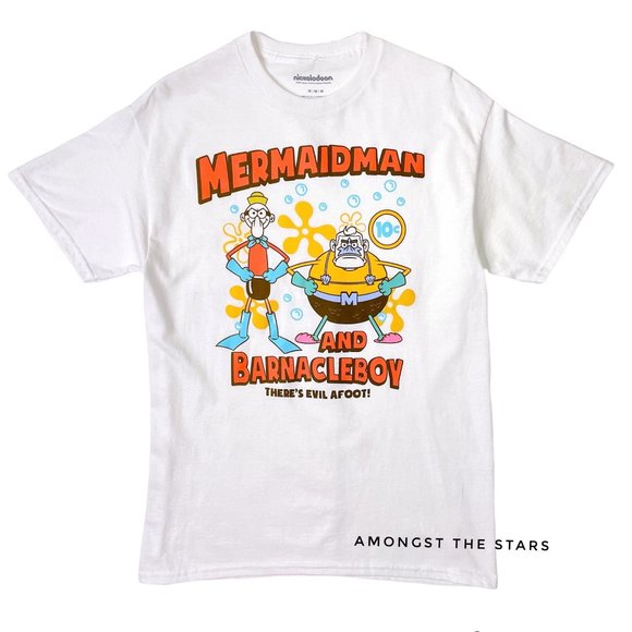 SpongeBob Squarepants Mermaid Man And Barnacle Boy White T-Shirt